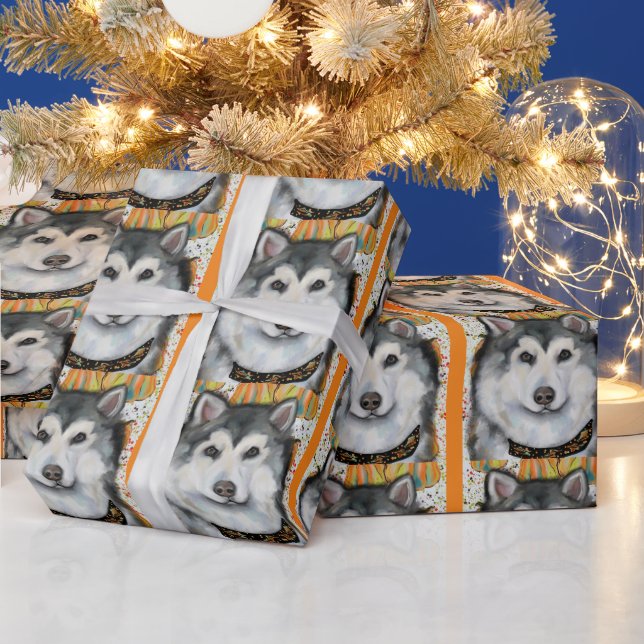 Alaskan Malamute Geschenkpapier (Feiertage)