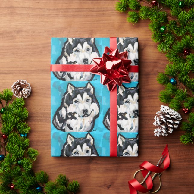 Alaskan Malamute Geschenkpapier (Feiertagsgeschenk)