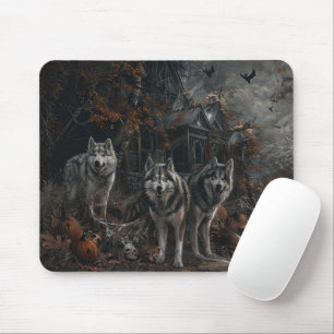 Alaskan Malamute Halloween Night Doggy Delight Mousepad