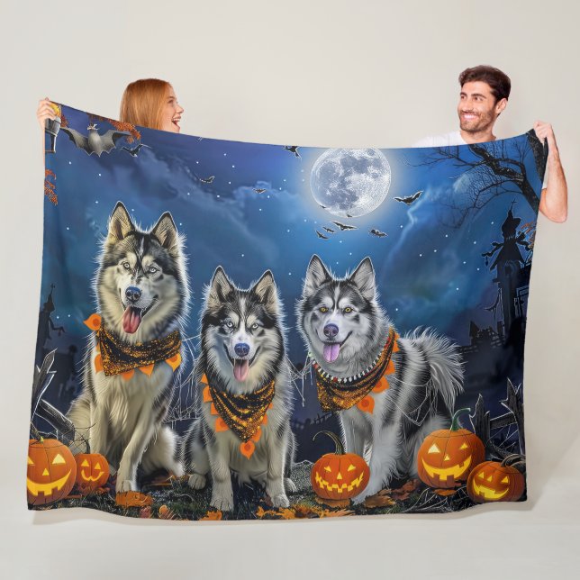 Alaskan Malamute Halloween Spooky Fleecedecke (Beispiel)