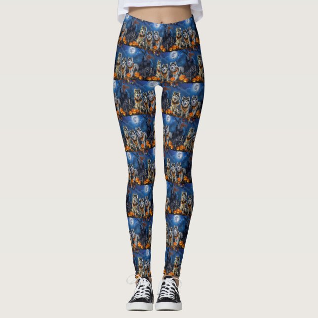 Alaskan Malamute Halloween Spooky Leggings (Vorderseite)