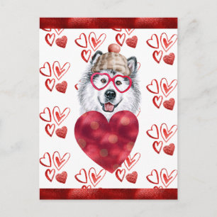 Alaskan Malamute Herz Hund Liebhaber Valentinstag Postkarte