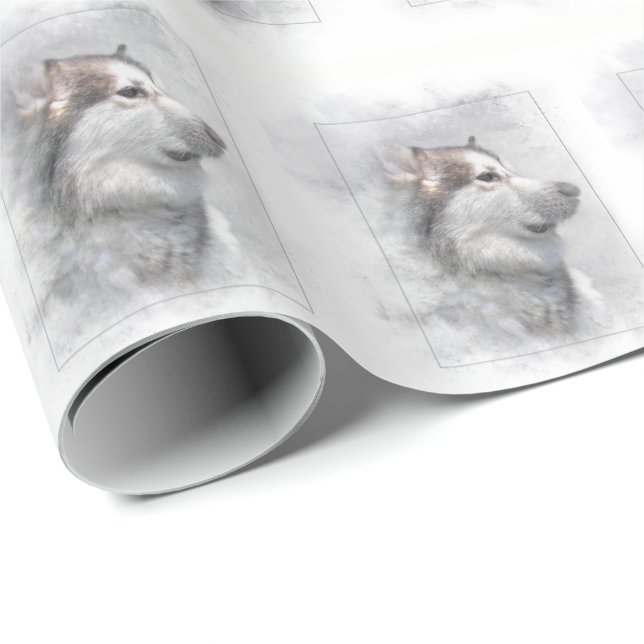 Alaskan Malamute Hund Geschenkpapier (Rolleneckpunkt)