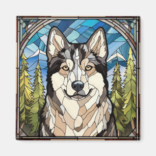 Alaskan Malamute Hund Glas-Ornament Magnet