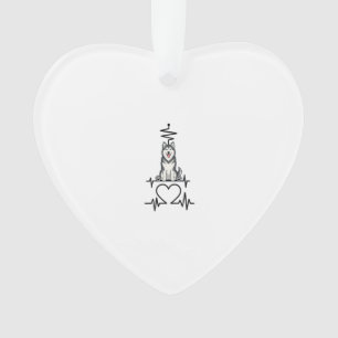 Alaskan Malamute Hund Herzschlag Linie Herz Pfoten Ornament
