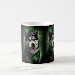 Alaskan Malamute Hund in St. Patrick's Day Dress Kaffeetasse