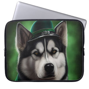 Alaskan Malamute Hund in St. Patrick's Day Dress Laptopschutzhülle