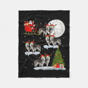 Alaskan Malamute Hund Santa Schlitten Fliegend Lus Fleecedecke