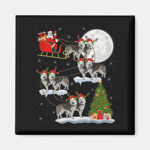 Alaskan Malamute Hund Santa Schlitten Fliegend Lus Magnet