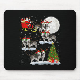 Alaskan Malamute Hund Santa Schlitten Fliegend Lus Mousepad