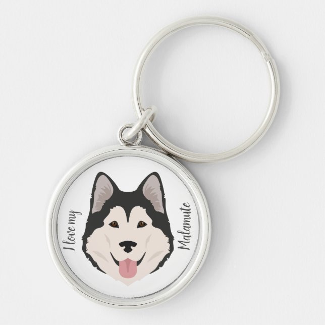 Alaskan Malamute Hund Schlüsselanhänger (Vorne)
