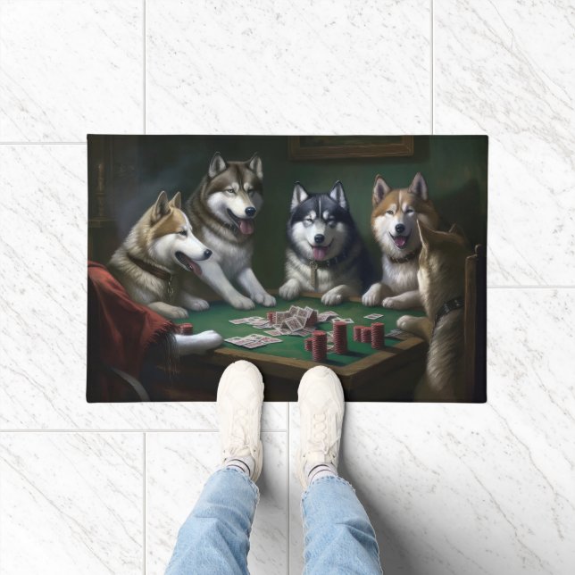 Alaskan Malamute Hunde Poker Fußmatte (Indoor)