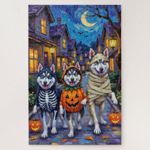 Alaskan Malamute Hunde Trick-or-Treating Halloween Puzzle