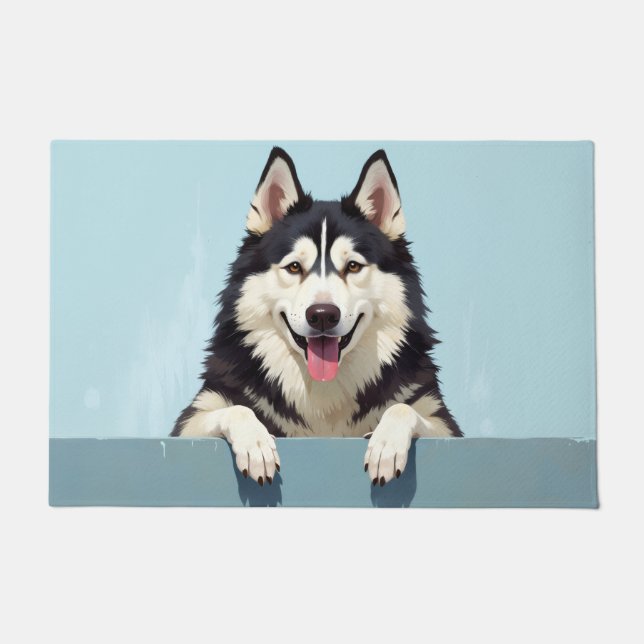 Alaskan Malamute Hundekunst Fußmatte (Vorderseite)
