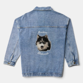 Alaskan Malamute Husky Dog Künstlerisches Portrait Jeansjacke