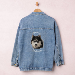 Alaskan Malamute Husky Dog Künstlerisches Portrait Jeansjacke