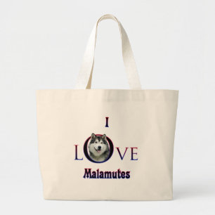 Alaskan Malamute I Liebe Jumbo Stoffbeutel