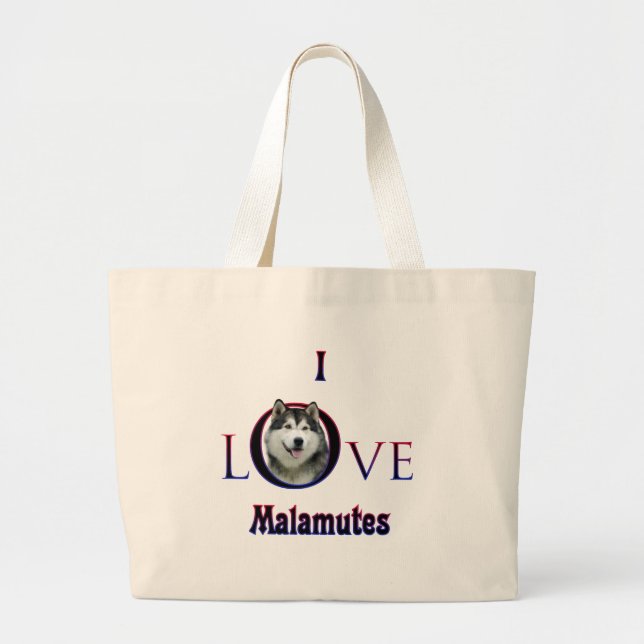 Alaskan Malamute I Liebe Jumbo Stoffbeutel (Vorne)