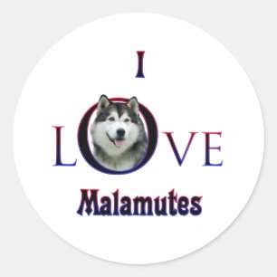 Alaskan Malamute I Liebe Runder Aufkleber