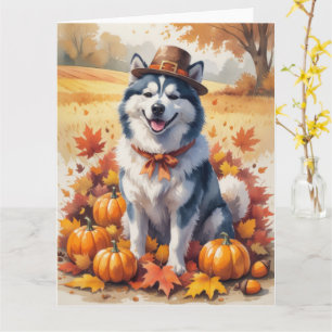 Alaskan Malamute im Herbst Leaves Erntedank Kunst, Karte