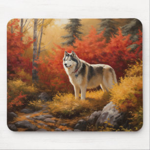 Alaskan Malamute im Herbstfall Inspiriert Mousepad