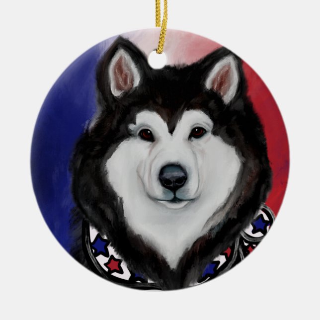 Alaskan Malamute Keramik Ornament (Vorne)