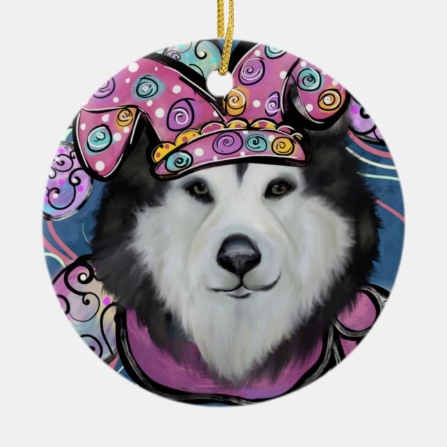 Alaskan Malamute Keramik Ornament (Vorne)