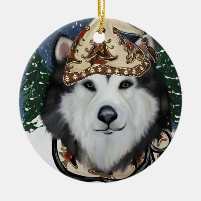 Alaskan Malamute Keramik Ornament (Vorne)