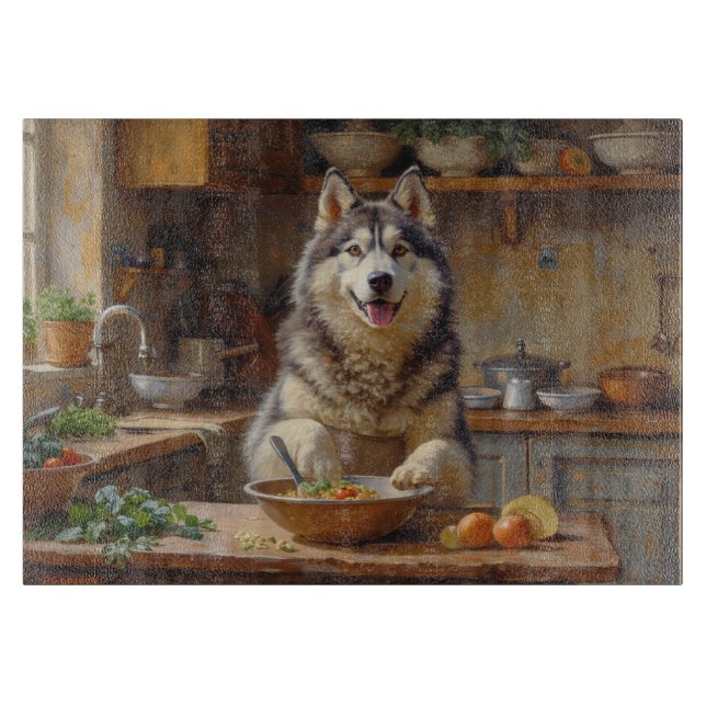 Alaskan Malamute kocht in der Küche Schneidebrett (Vorderseite)
