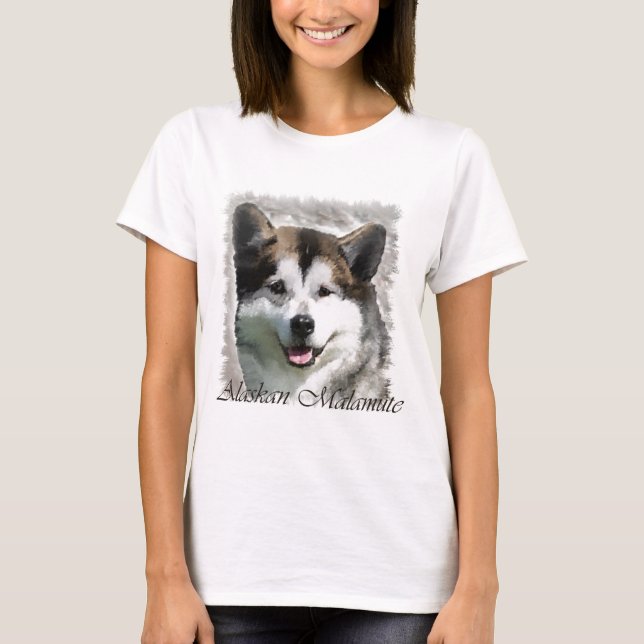 Alaskan Malamute Kunstgeschenke T-Shirt (Vorderseite)