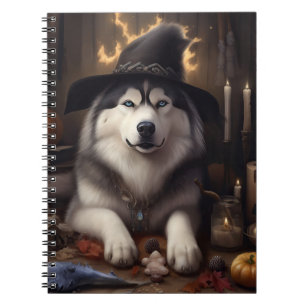 Alaskan Malamute Kürbisse Halloween Gruselig Notizblock