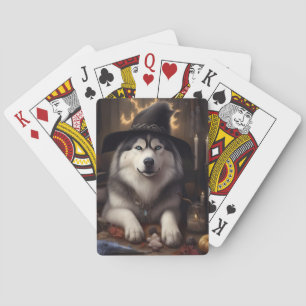 Alaskan Malamute Kürbisse Halloween Gruselig Spielkarten