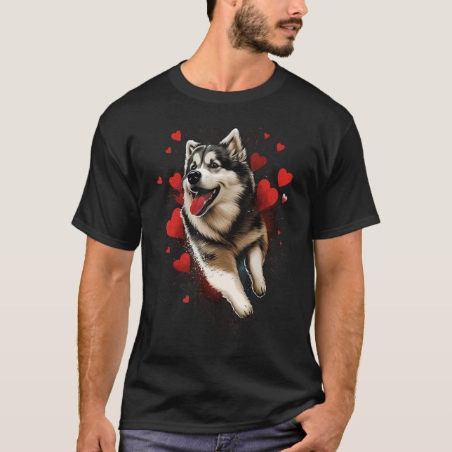 Alaskan Malamute Love Heart on Alaskan Malamute T-Shirt (Vorderseite)