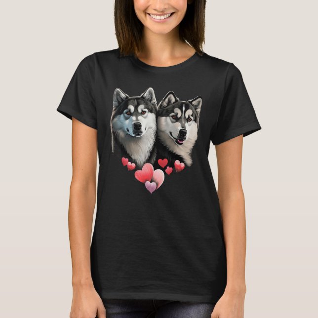 Alaskan Malamute Love Heart on Alaskan Malamute   T-Shirt (Vorderseite)