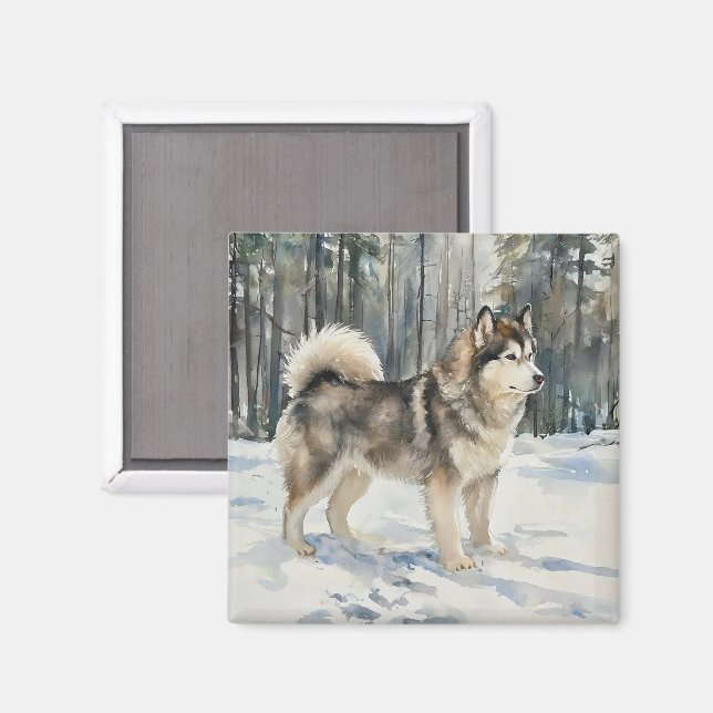 Alaskan Malamute Magnet (Vorderseite/Rückseite)