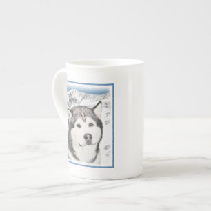 Alaskan Malamute Malerei - Niedliche Original Hund Prozellantasse