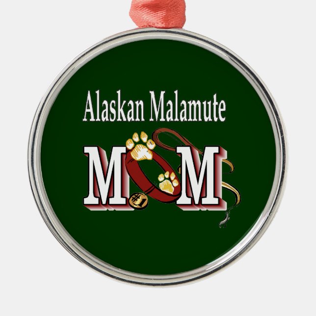 Alaskan Malamute MAMA Silbernes Ornament (Vorne)