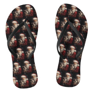 Alaskan Malamute mit Weihnachten des Weihnachtsman Flip Flops