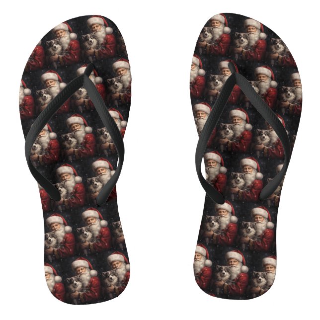 Alaskan Malamute mit Weihnachten des Weihnachtsman Flip Flops (Fußbett)