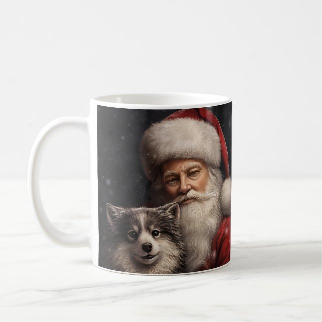 Alaskan Malamute mit Weihnachten des Weihnachtsman Kaffeetasse (Links)