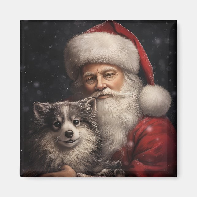 Alaskan Malamute mit Weihnachten des Weihnachtsman Magnet (Vorne)