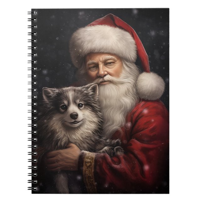 Alaskan Malamute mit Weihnachten des Weihnachtsman Notizblock (Vorderseite)