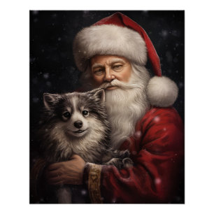Alaskan Malamute mit Weihnachten des Weihnachtsman Poster