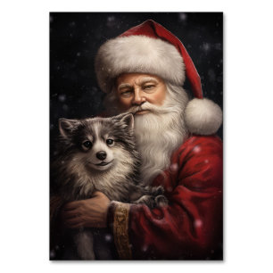 Alaskan Malamute mit Weihnachten des Weihnachtsman Tischnummer