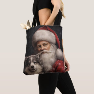 Alaskan Malamute mit Weihnachtsmann Weihnachten