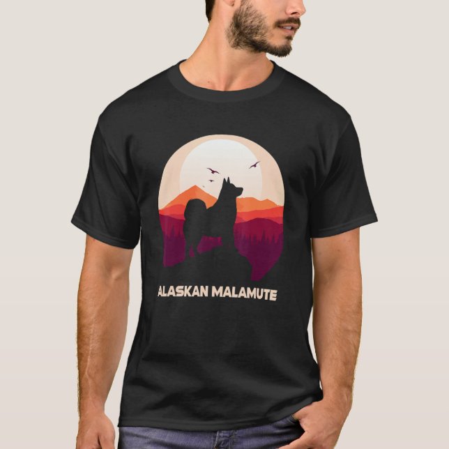 Alaskan Malamute Moon and Halloween 1 T-Shirt (Vorderseite)
