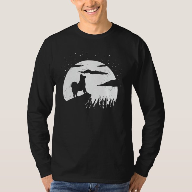 Alaskan Malamute Moon and Halloween T-Shirt (Vorderseite)