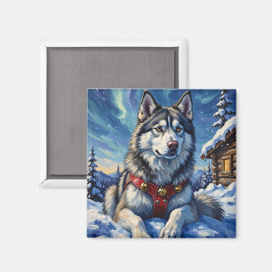 Alaskan Malamute Nordpol Winter Weihnachten Magnet