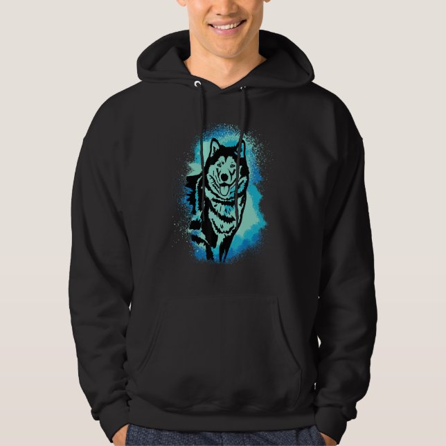 Alaskan Malamute Paint Blue Design Dog Mom Dad_1 Hoodie (Vorderseite)