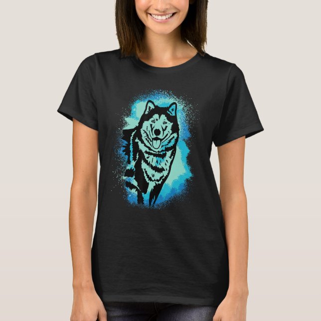 Alaskan Malamute Paint Blue Design Dog Mom Dad_1 T-Shirt (Vorderseite)